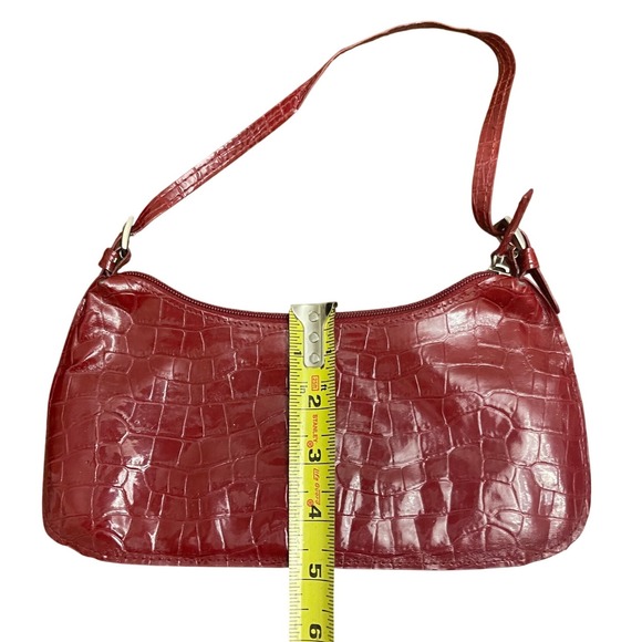 Vintage Style Burgundy Faux Croc Embossed Baguette Shoulder Bag Red Y2K Purse - Picture 5 of 8